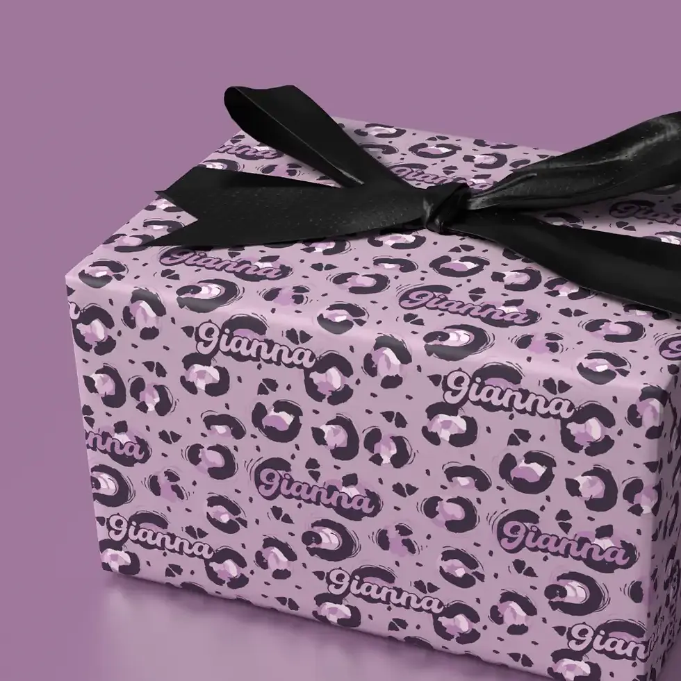 custom name animal print gift wrap