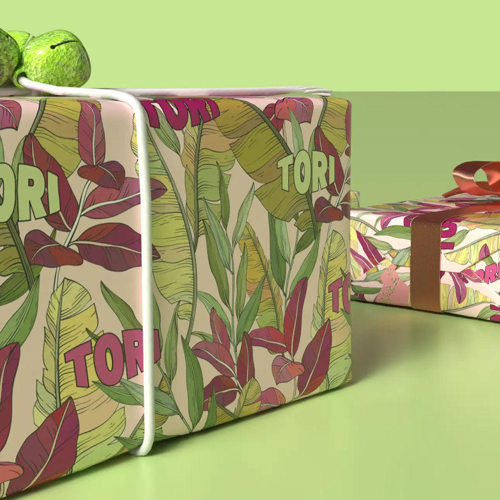 personalized botanical wrapping paper