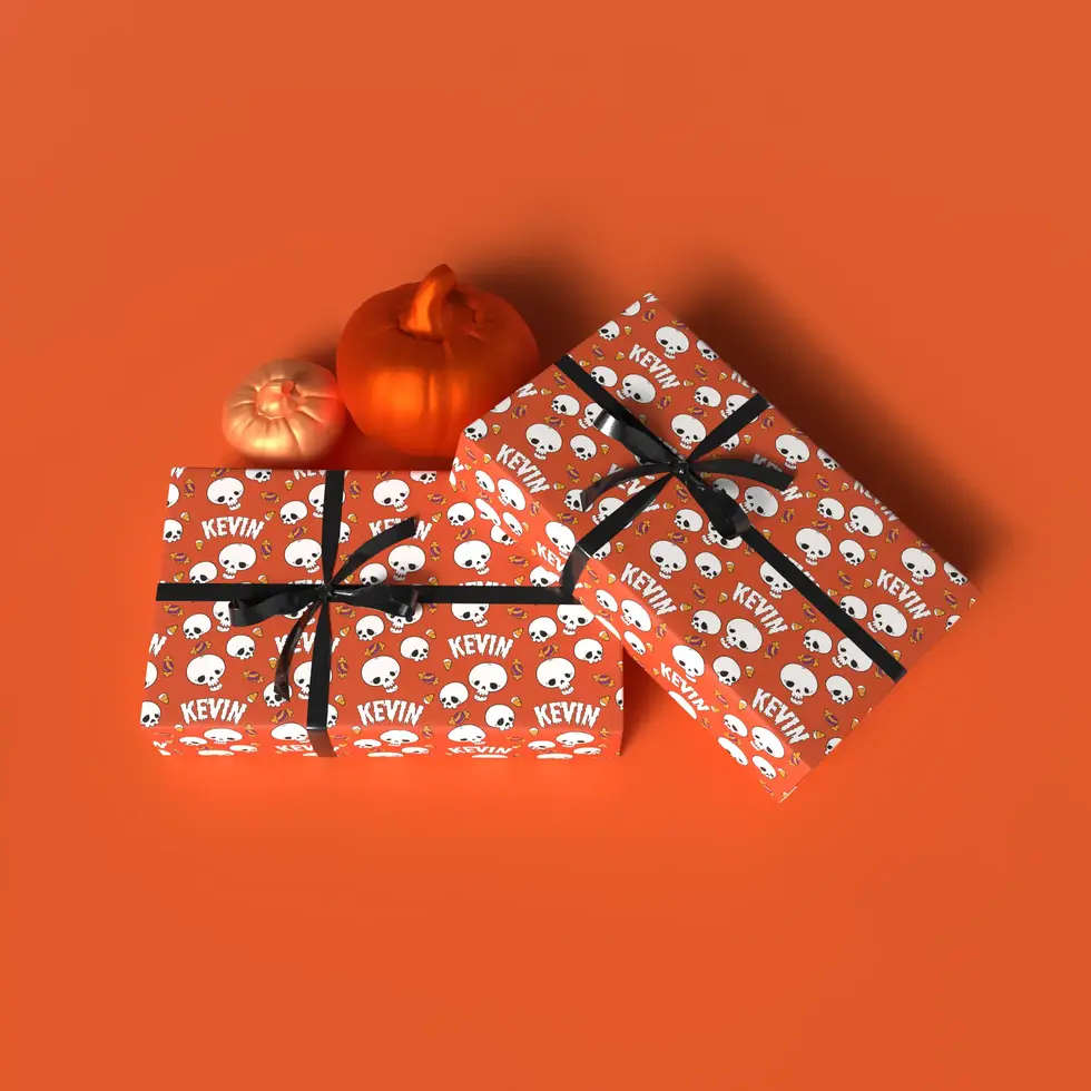 orange halloween wrapping paper