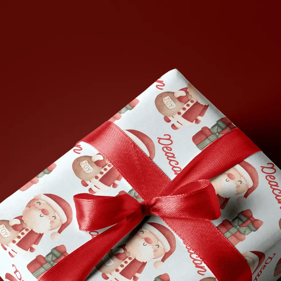 watercolor santa wrapping paper personalized