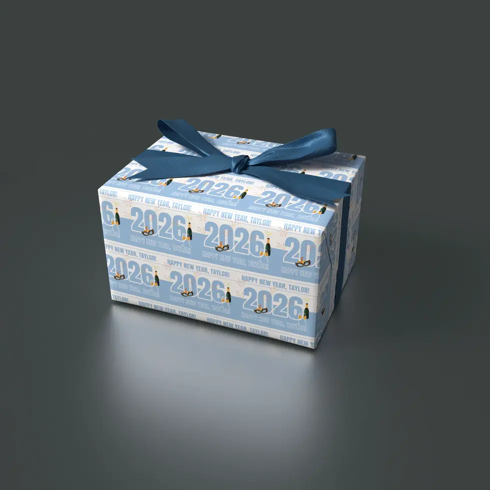 festive new year personalized gift wrap