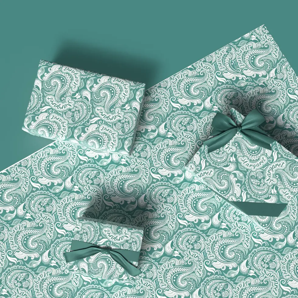 custom name paisley gift wrap