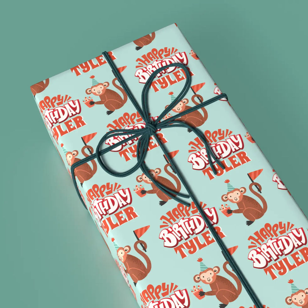 custom name animal party gift wrap