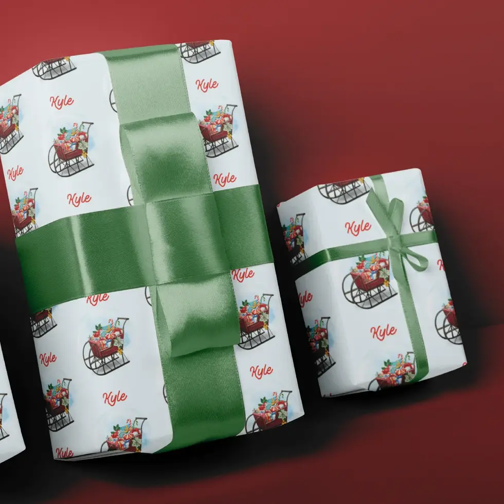 christmas wrapping paper personalized with name