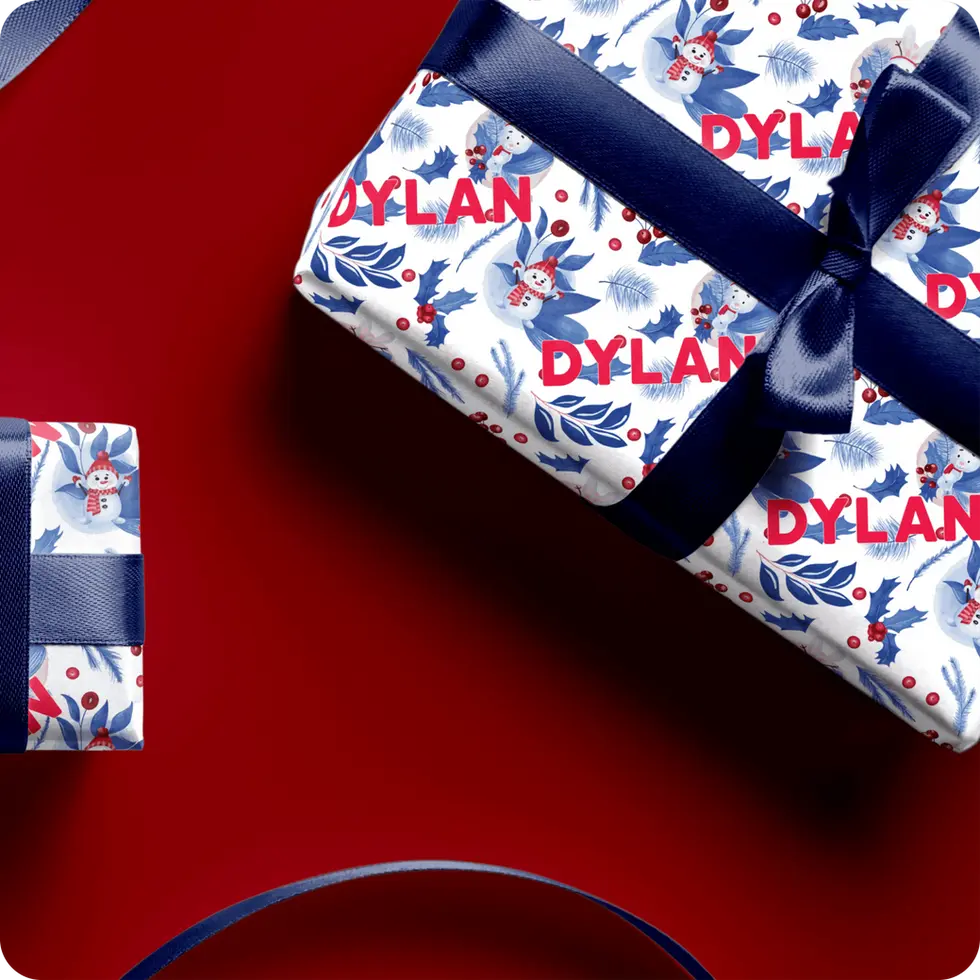 personalized snowman christmas wrapping paper