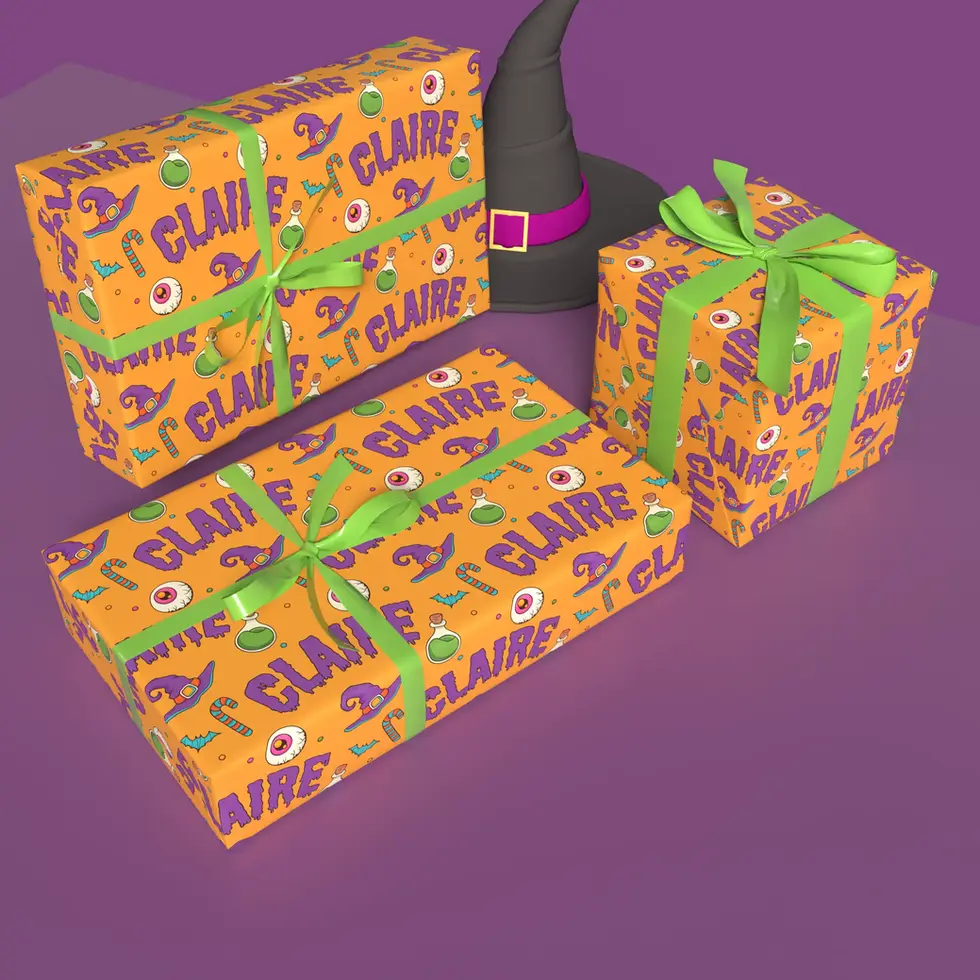 witch hat potion gift wrap with name
