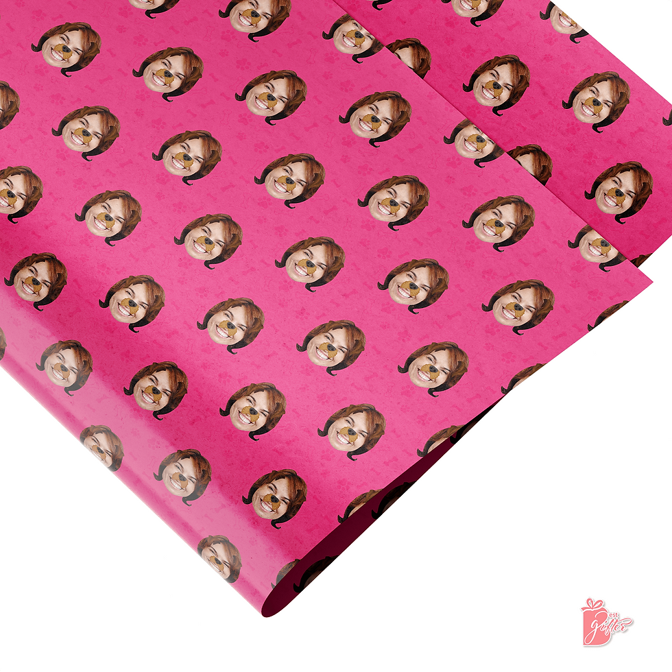 Thumbnail: Gift Wrap with Personalized Dog Filter Fun: Face Cutout and Paw Prints