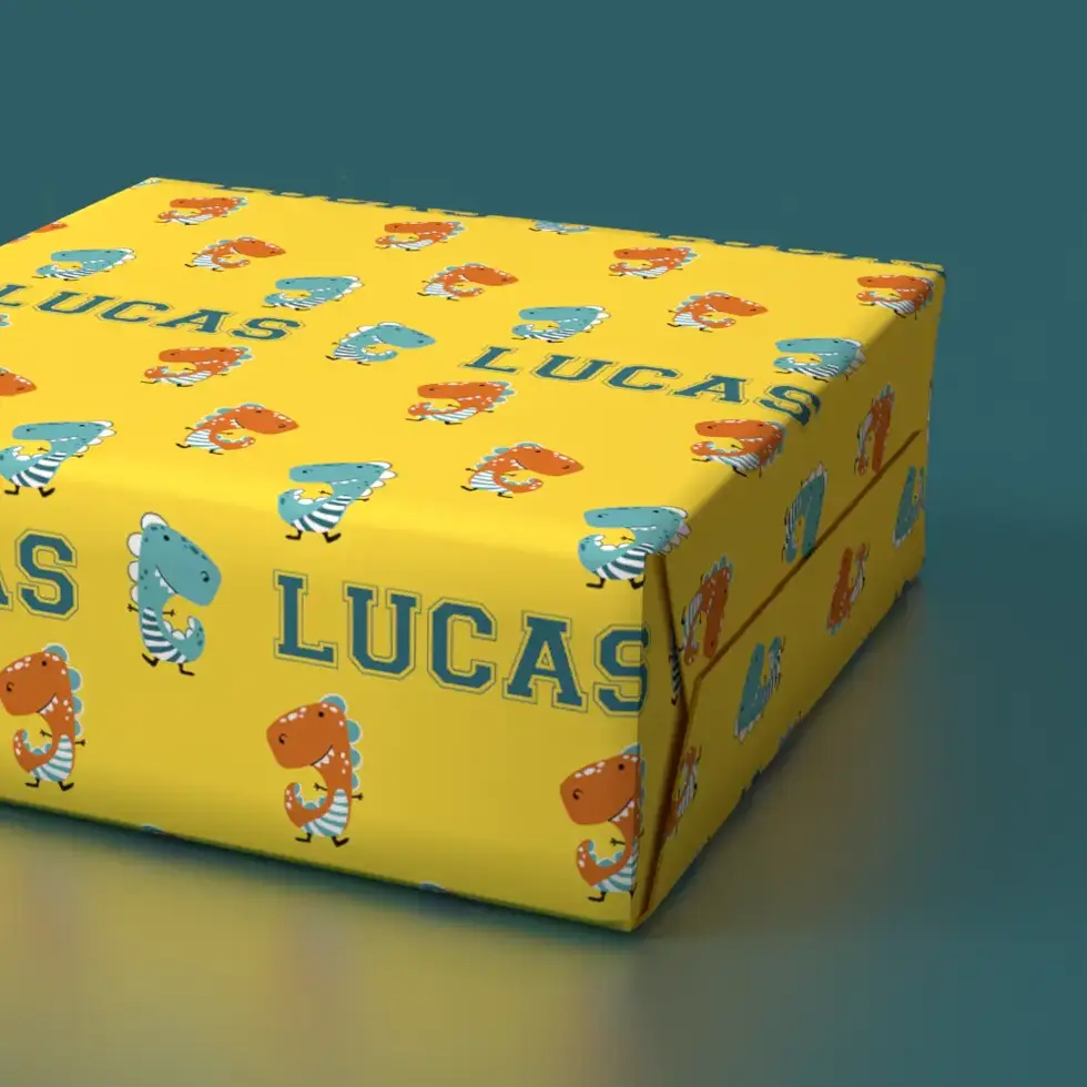 personalized dinosaur wrapping paper for kids