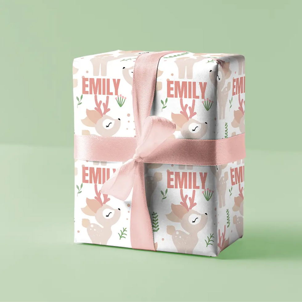 custom name deer gift wrap