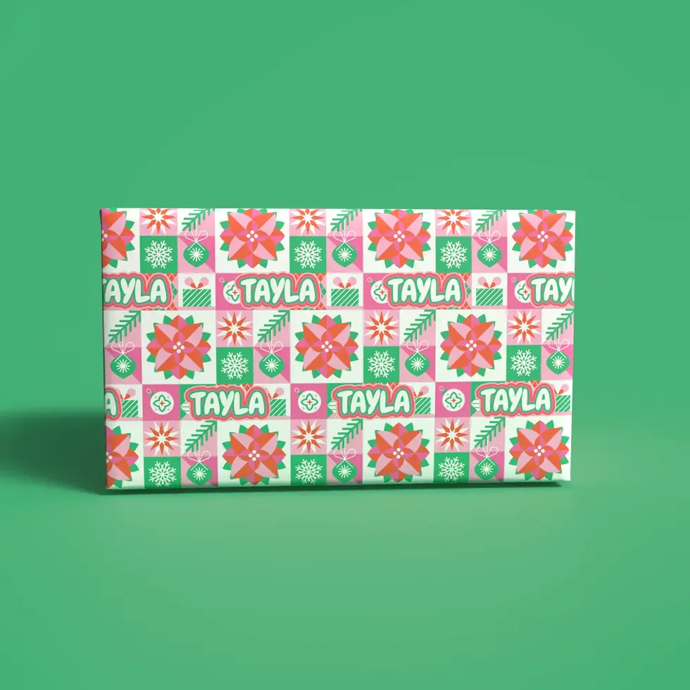 custom name retro christmas wrapping paper