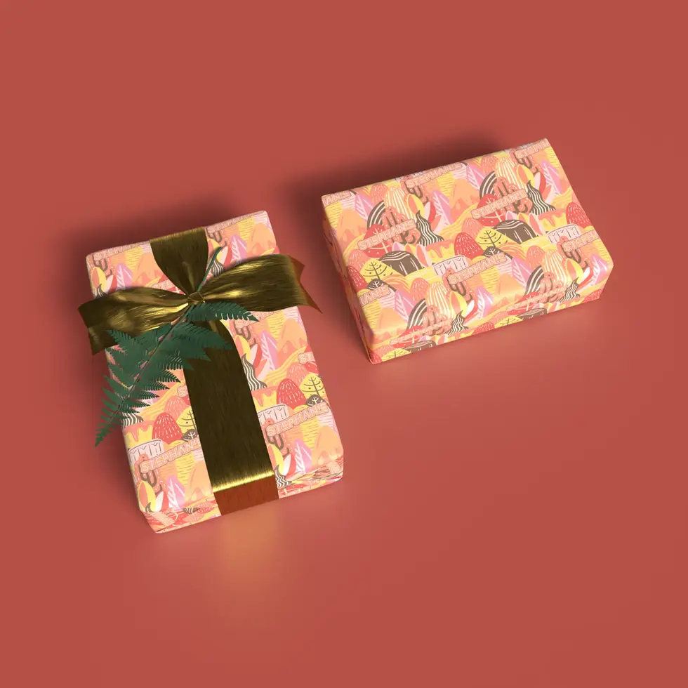 warm earth tone boho wrapping paper