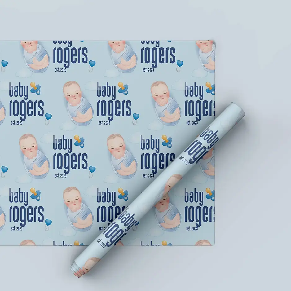 custom name new baby gift wrap