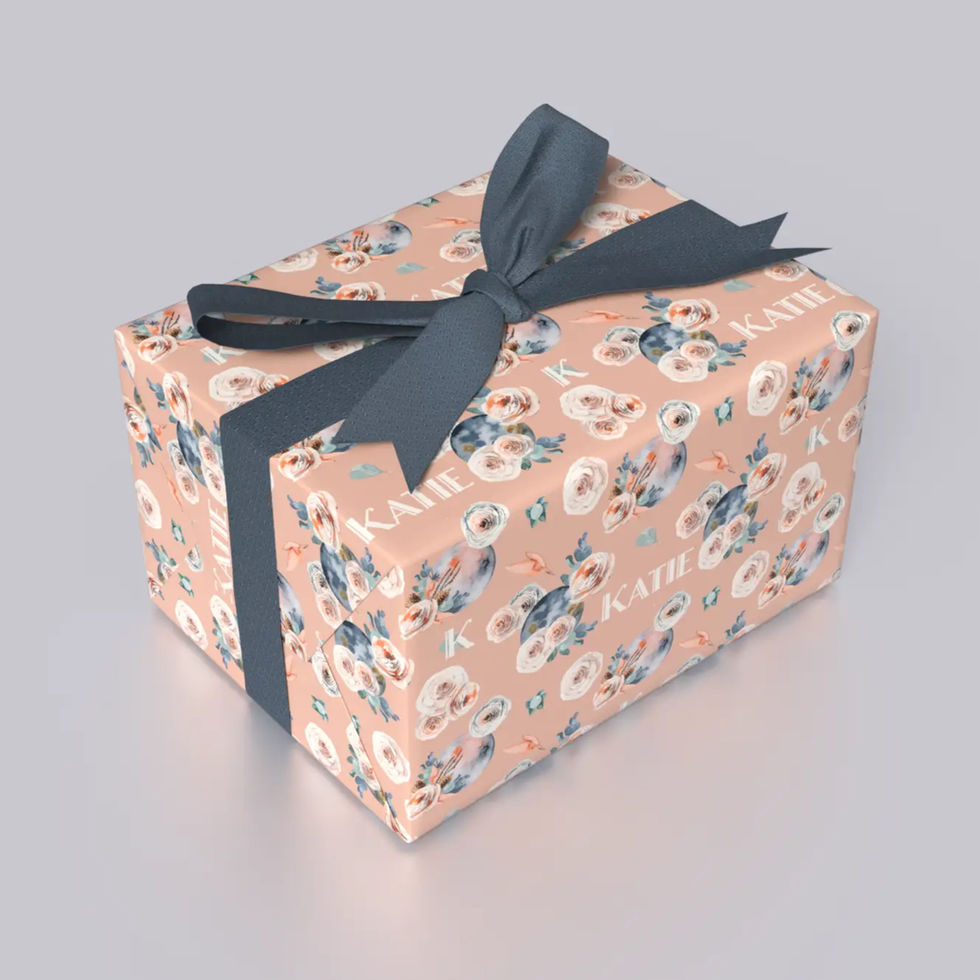 custom name and monogram floral gift wrap