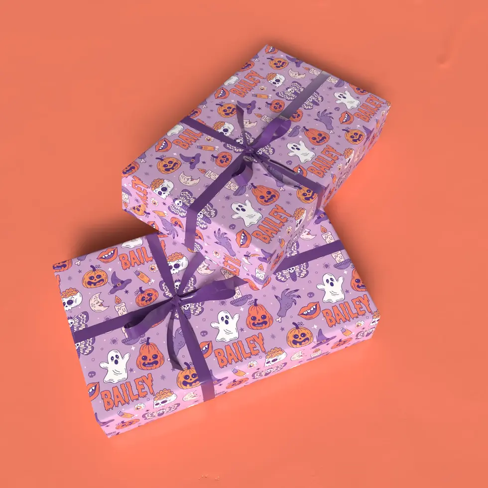 lilac halloween wrapping paper personalized