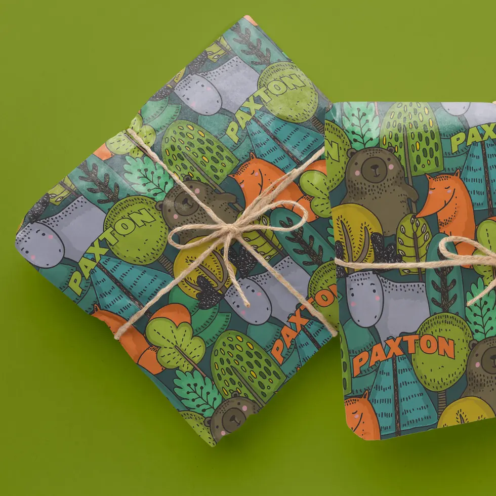 modern cartoon animal wrapping paper