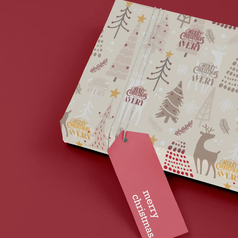scandi holiday trees custom name gift wrap