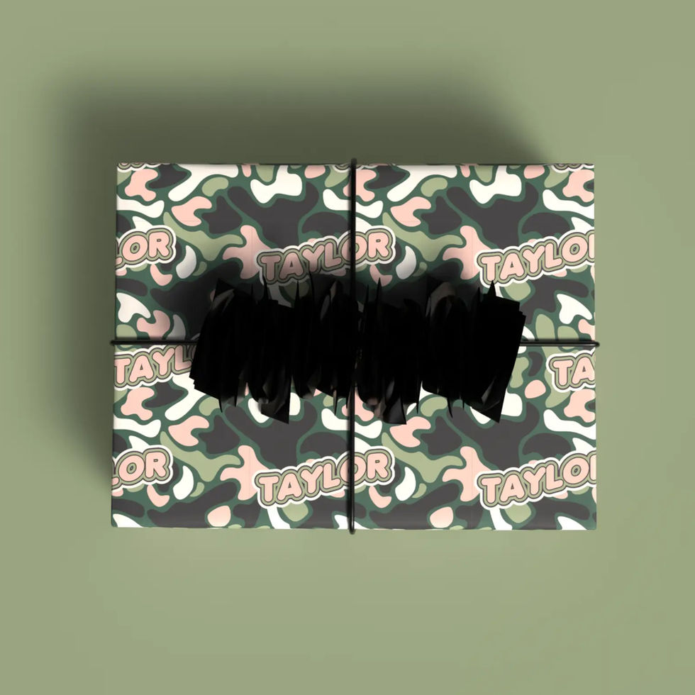 stylish camo print gift wrap with custom name