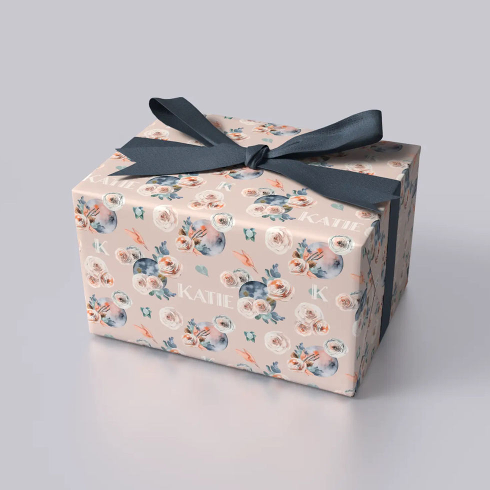 personalized floral gift wrap