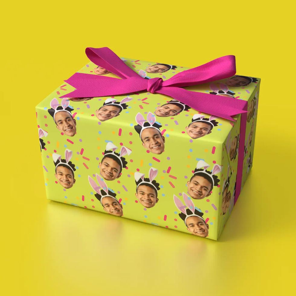 personalized bunny celebration gift wrap