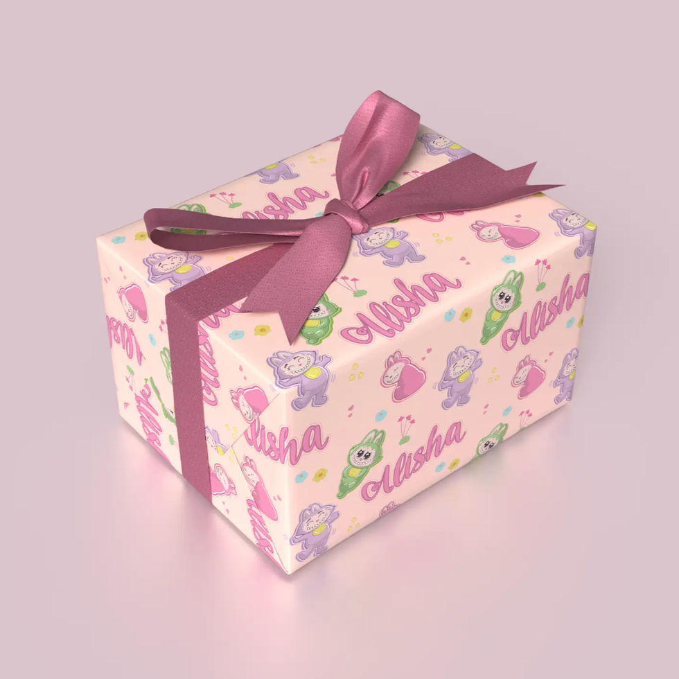 kawaii monster birthday wrapping paper