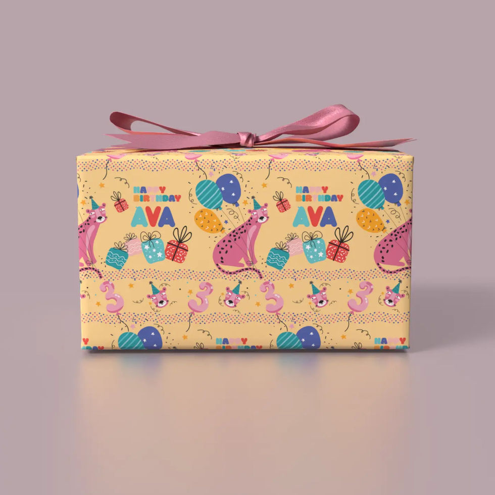 custom name and age animal party gift wrap