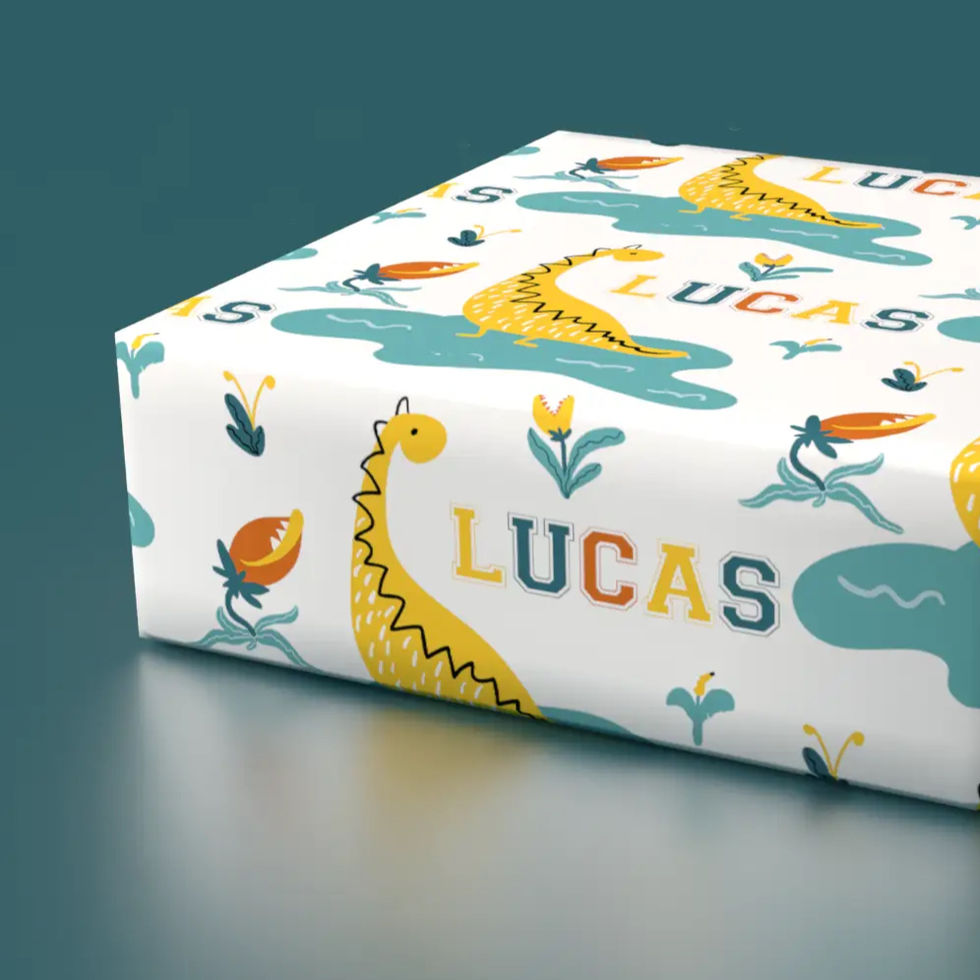 custom name brachiosaurus birthday wrap