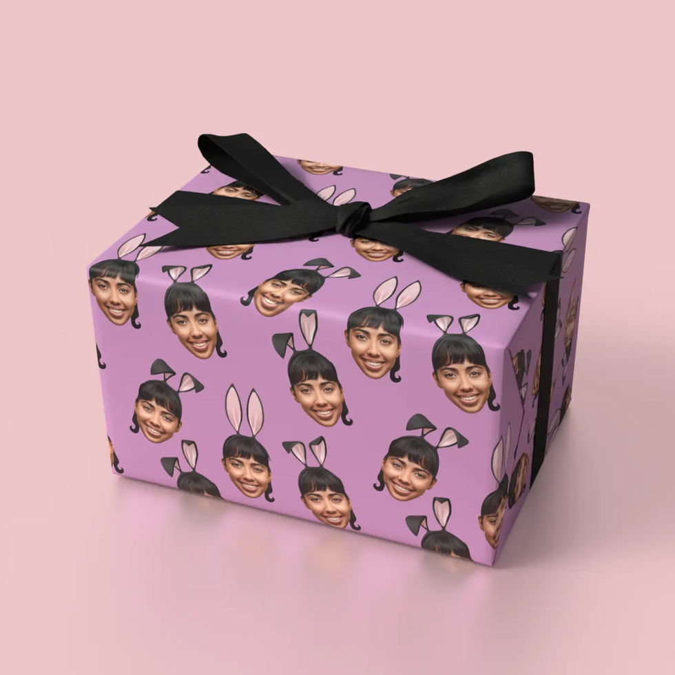 custom photo bunny gift wrap