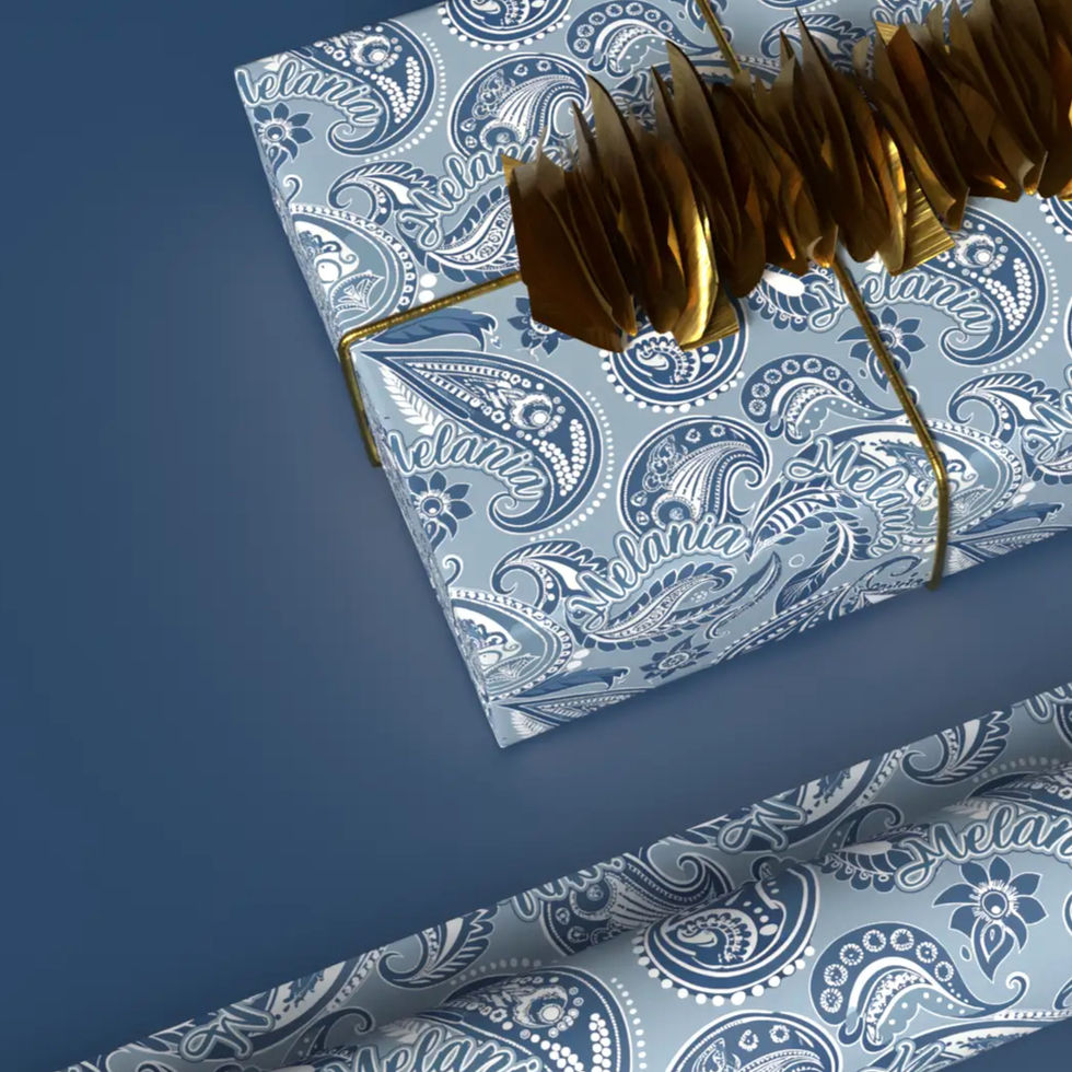 custom name paisley gift wrap
