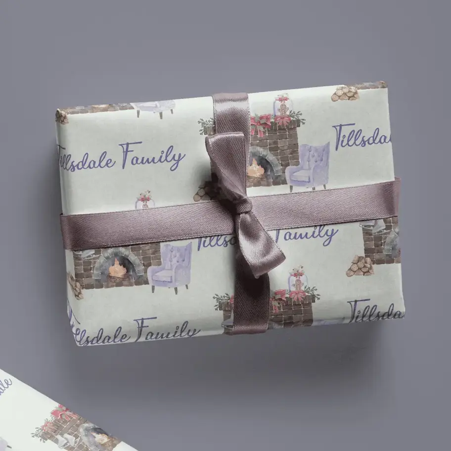 housewarming wrapping paper personalized name