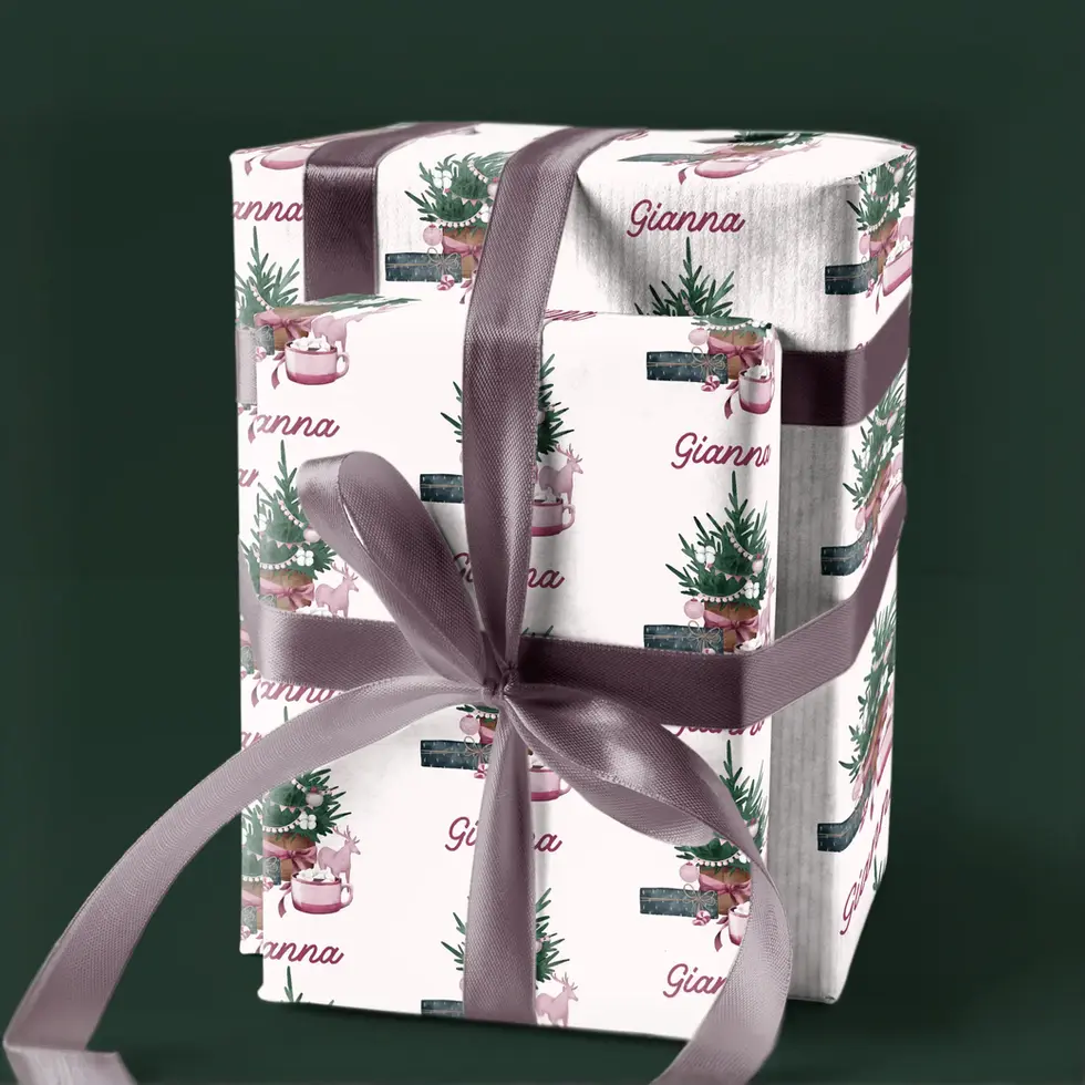 evergreen christmas wrapping paper personalized
