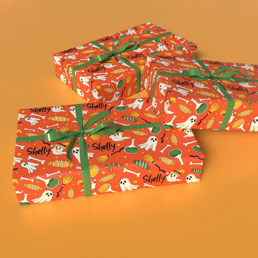 custom name ghost wrapping paper