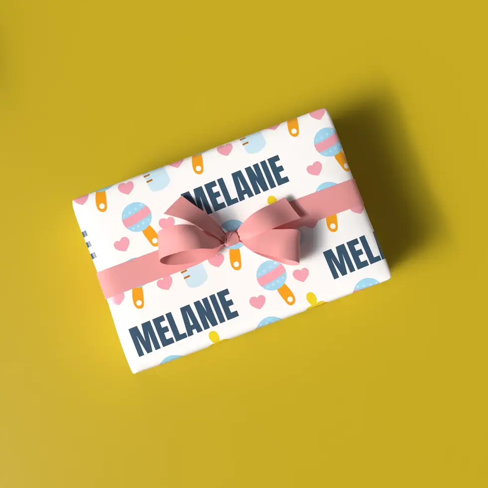 pastel pink and blue baby shower wrapping paper