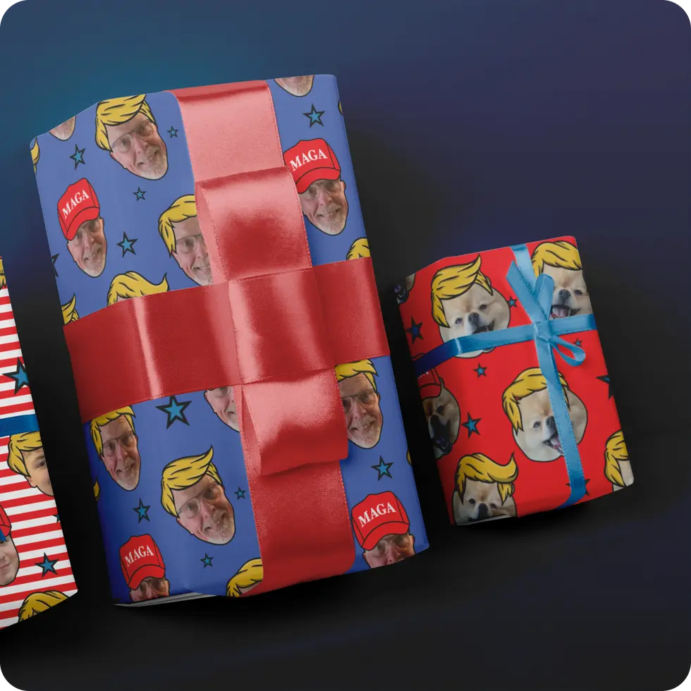 wrapping paper with face on it