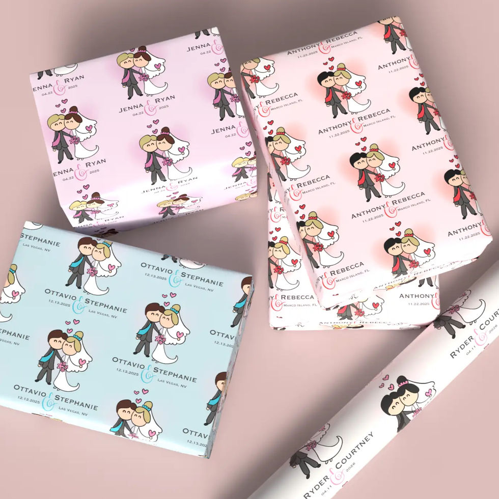 custom cartoon couple gift wrap for couples