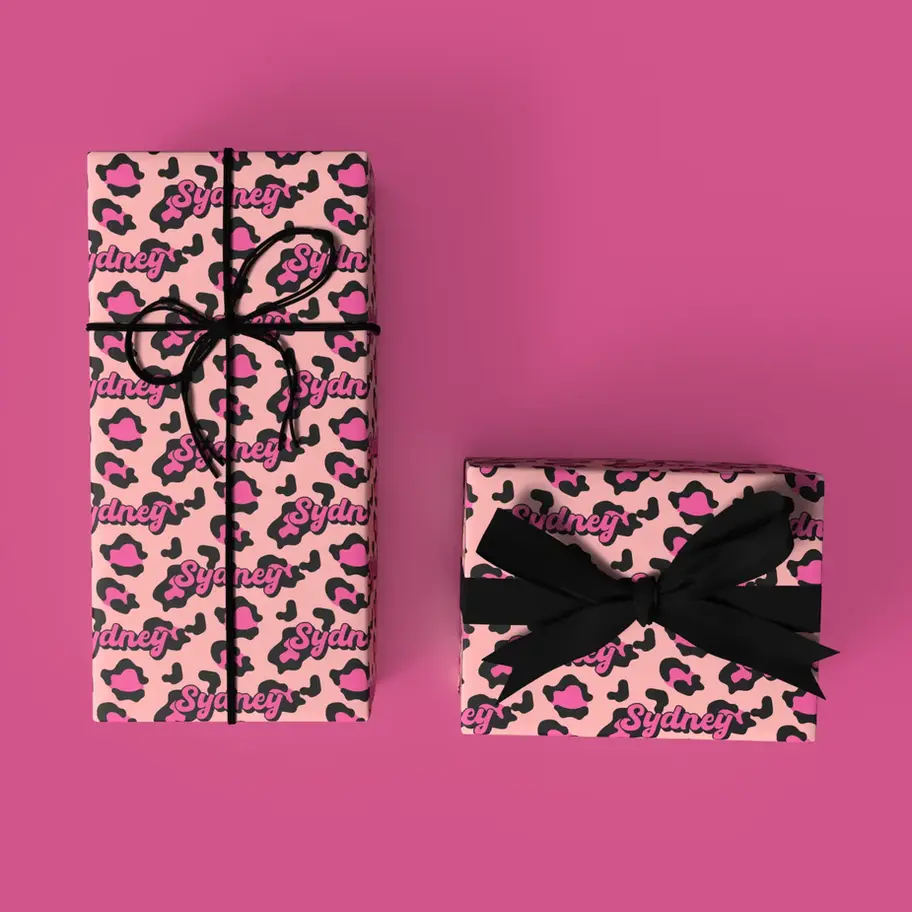 bold leopard print personalized gift wrap for her