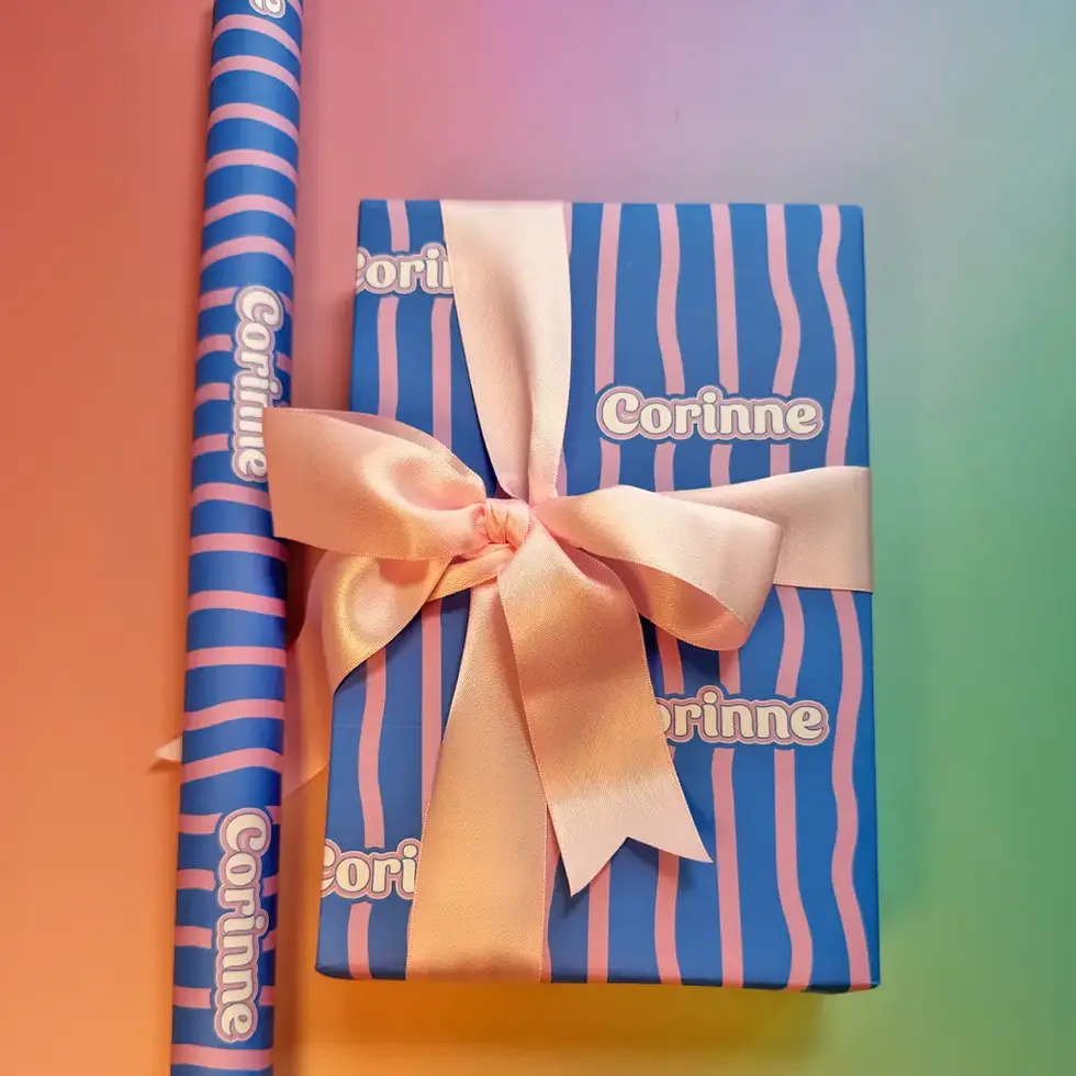 spring personalized wrapping paper stripes