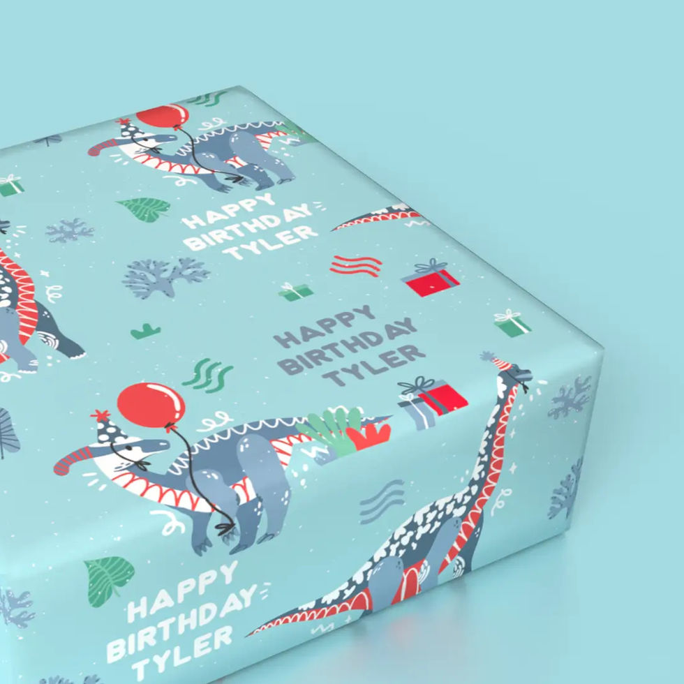 blue dinosaur birthday paper