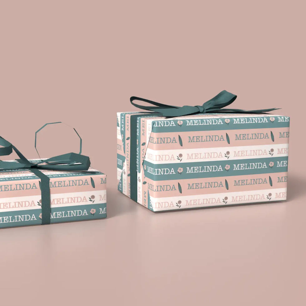 dusty pink custom name wrapping paper