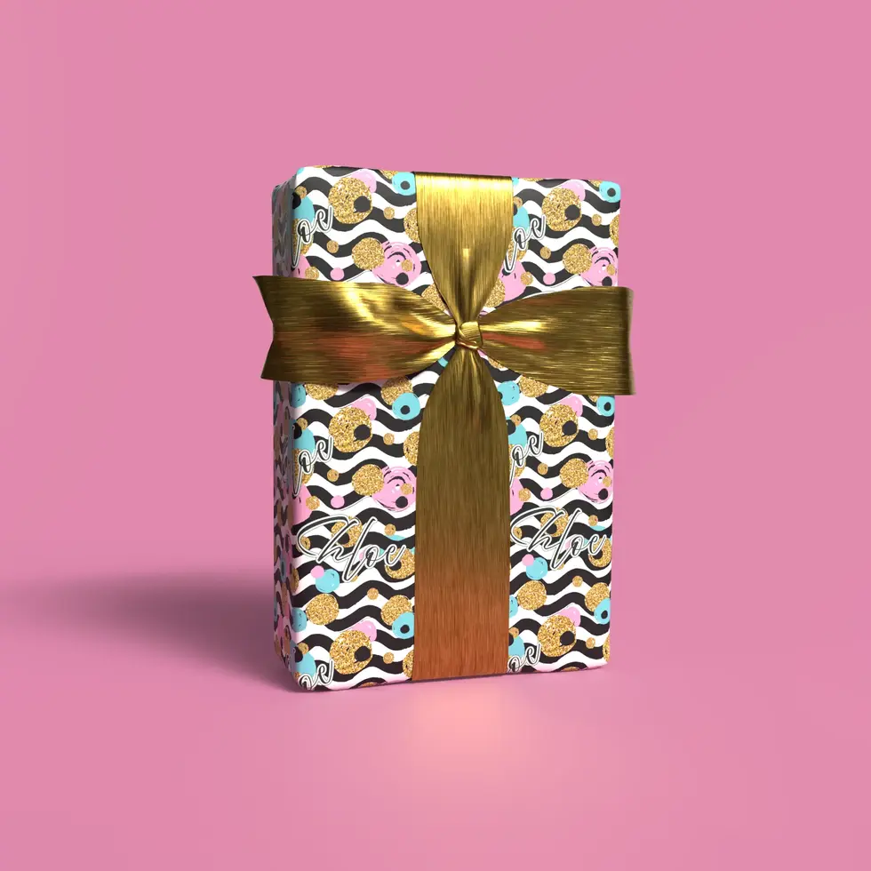 gold glitter birthday wrapping paper