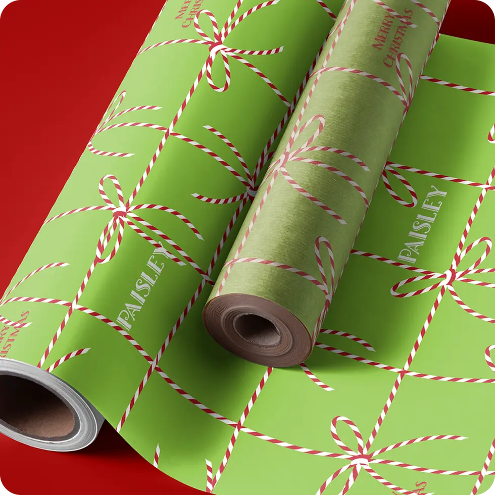 personalized candy cane wrapping paper with name