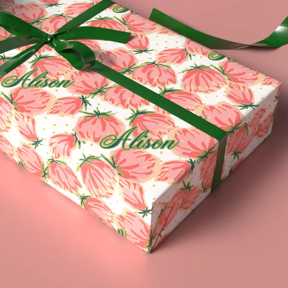 preppy flower personalized gift wrap