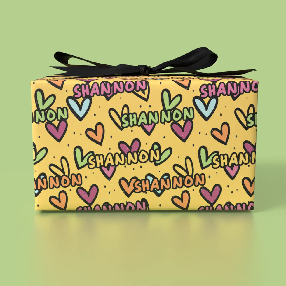 custom name graffiti heart party wrap yellow
