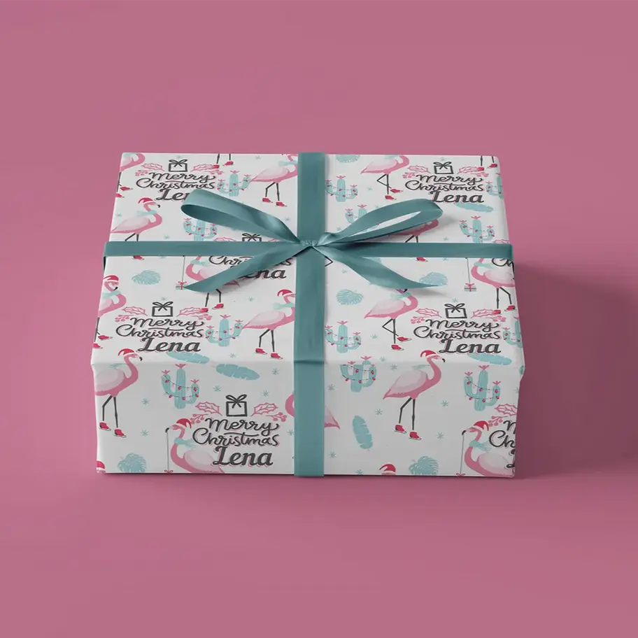 tropical christmas gift wrap with name