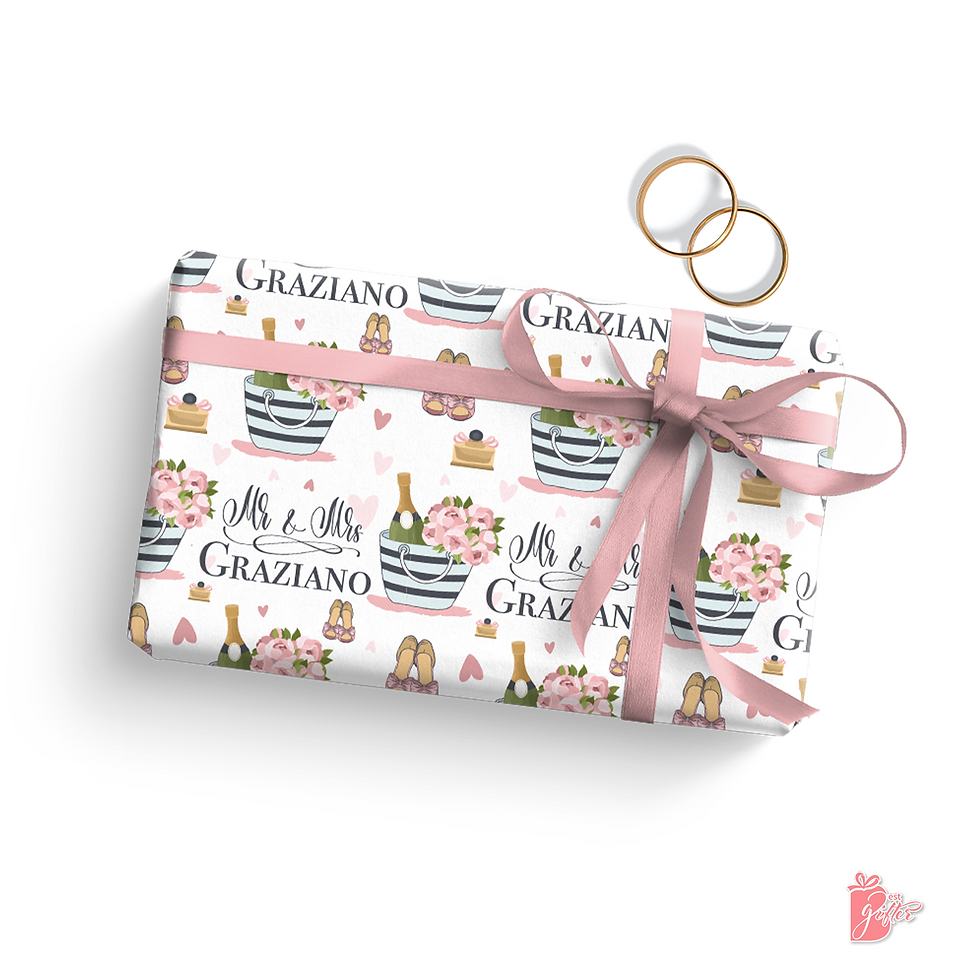 Cute Bridal Shower Custom Name on Gift Paper, Engagement Gifts, Wedding Gift Wrap, Personalized Gift Bag for weddings, annive