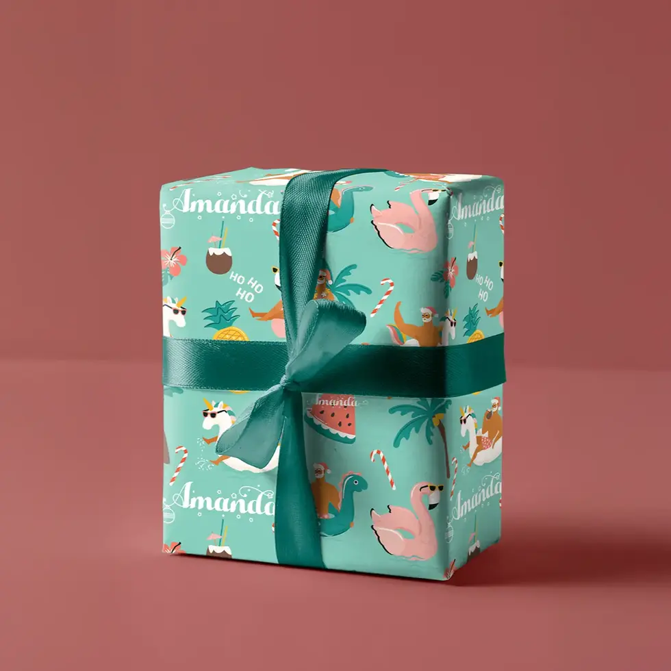 personalized tropical christmas wrapping paper
