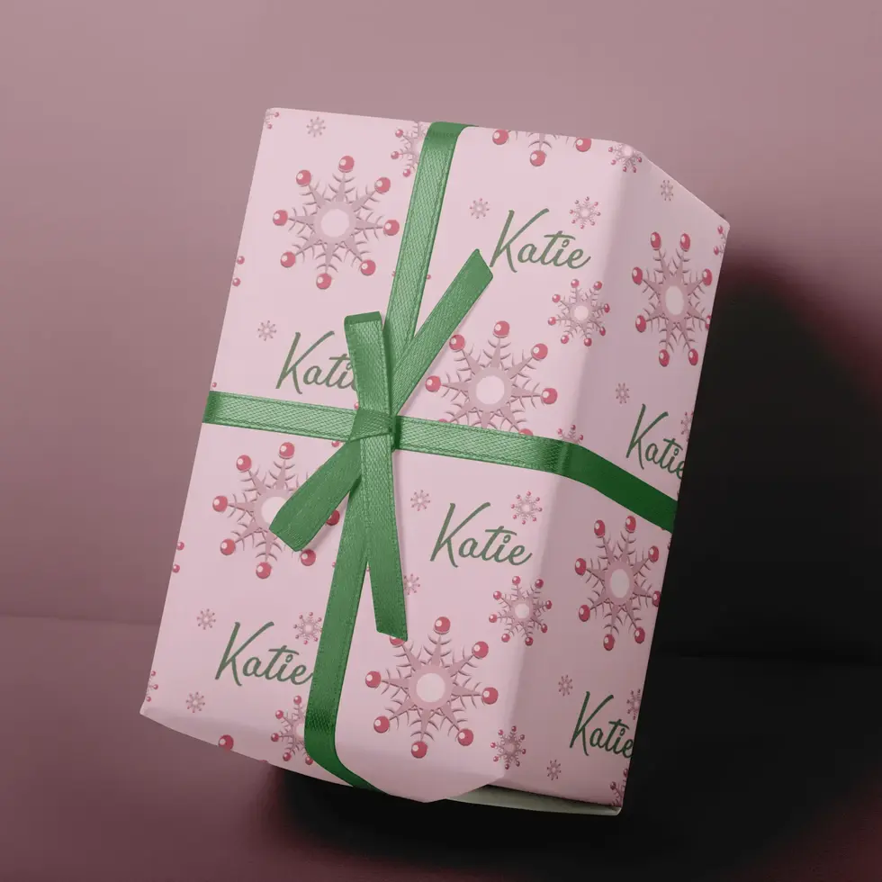 pretty holiday gift wrap with custom name