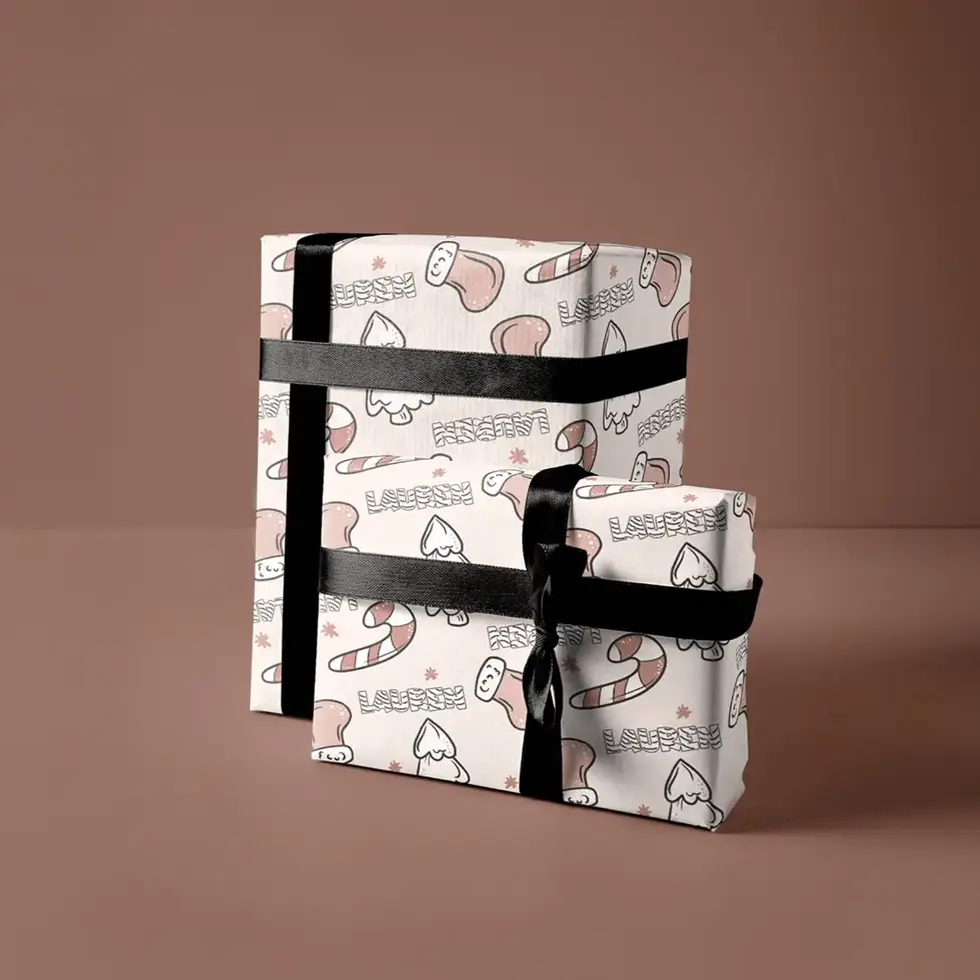 kids christmas wrapping paper with name pastel