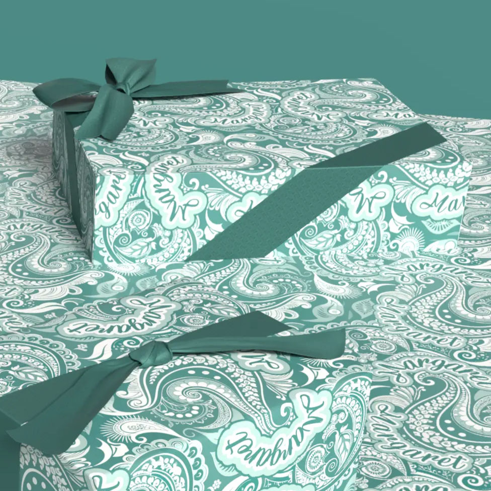 ornate paisley pattern gift wrap personalized