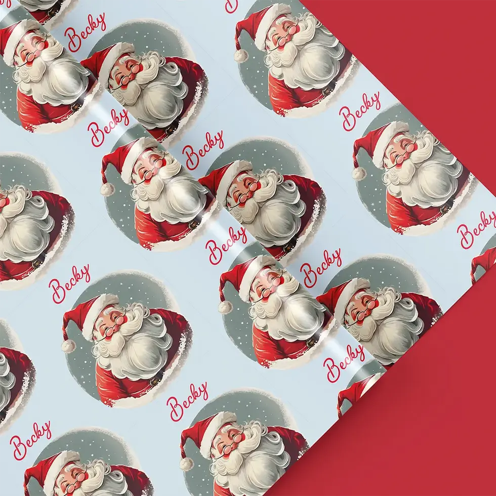 personalized santa christmas wrapping paper