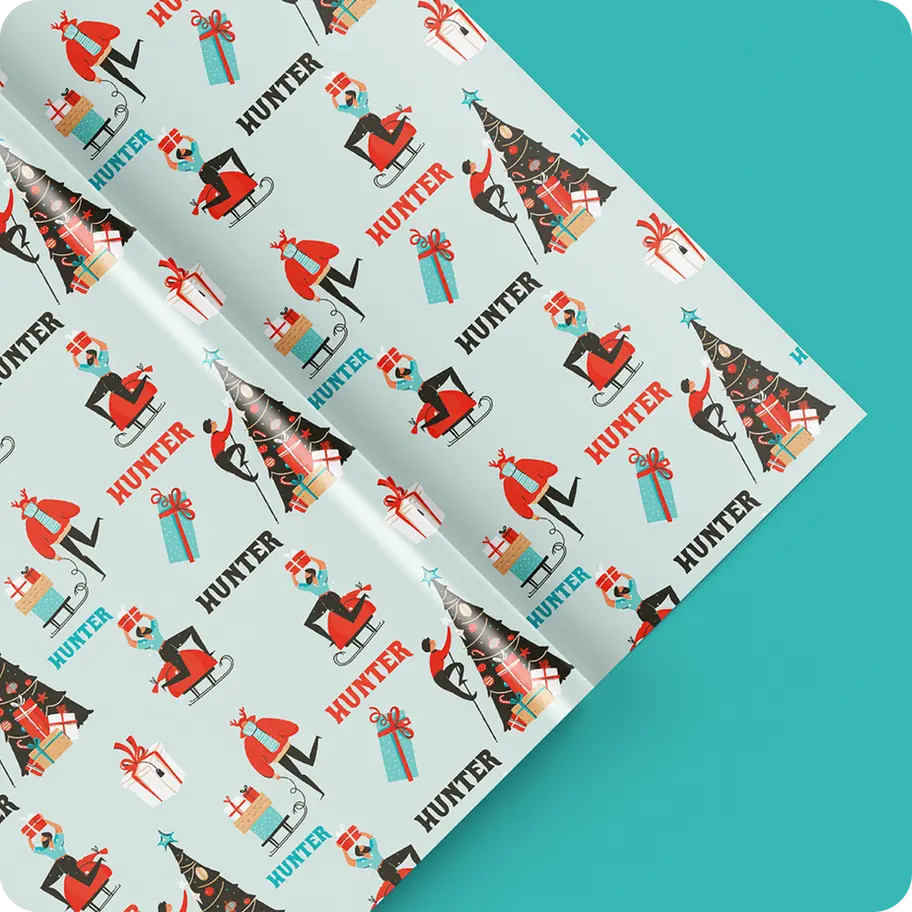 custom name forest animal holiday wrap